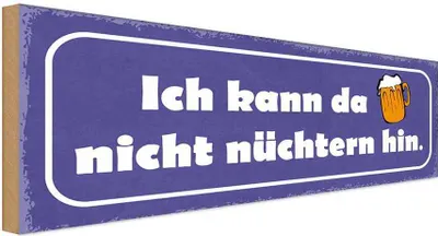 Produktbild von vianmo Holzschild 10x27 cm Bier kann da nicht nüchtern hin