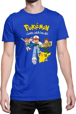 Zdjęcie produktu dla Męska Koszulka Japan Manga Anime Comics Pokemon 010, Man 3XL / Niebieski