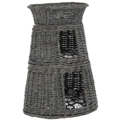 Produktbild von vidaXL 3-tlg. Katzenkorb-Set mit Kissen Grau 47x34x60 cm Natur Weide