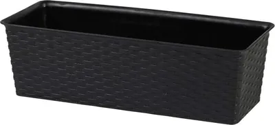 Obrázok produktu pre DOCHTMANN Ratanový kvetináč, obdĺžnikový, 40 x 16,5 x 12 cm, čierny