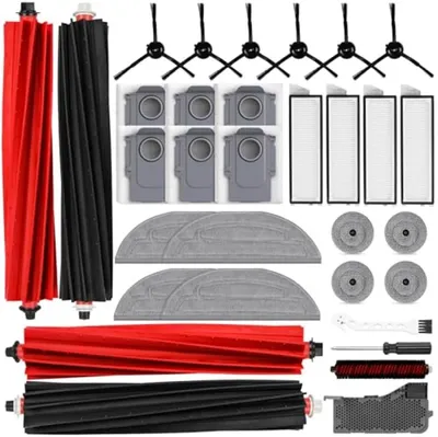 Productafbeelding van PromoHome® accessoireset bestaande uit 32 onderdelen, geschikt voor de Roborock S8 MaxV Ultra & S8 Max Ultra: 4 hoofdborstels, 6 stofzuigzakken, 4 filters, 4 doekjes, 4