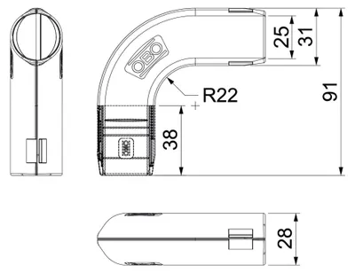 Produktbild von Obo Bettermann 2154056, Eckverbindungsbeschlag, Grau, 312 mm