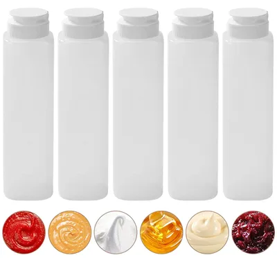 Produktbild von Quetschflasche Soßenspender Dosierflasche - 350 ml - BPA-frei - 5 Stück - Auslaufsicherer Deckel