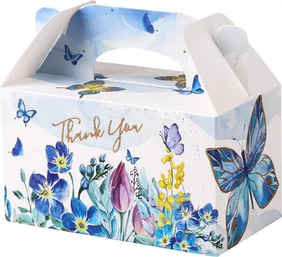 Image de Giiffu Boîtes cadeaux avec papillons et fleurs bleues 16x9x9 cm 12 pièces