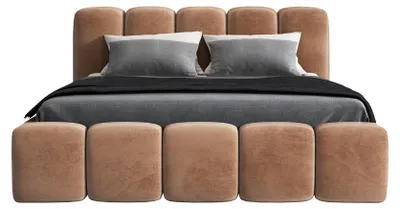 Produktbild von Polsterbett SONIC mit Bettkasten und Metallgestell 180 x 200 cm. Modernes Doppelbett mit Stauraum, mit Matratze. Farbe: Braun