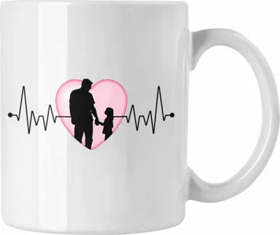 Produktbild von Trendation - Papa und Tochter Tasse Geschenk Vatertag Herzschlag Geschenk von Tochter für Vater zum Vatertag (Weiß)
