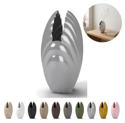 Produktbild von Deko Vase Muschel 13,8 cm, skulptural aus PLA – Seidensilber