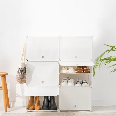 Obrázok produktu pre Prenosná modulárna skrinka na topánky InnovaGoods White - 28 párov