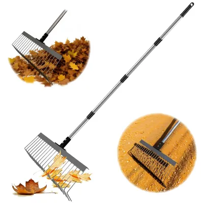 Immagine prodotto di Rake per foglie regolabili per il giardino – Manico telescopico ergonomico