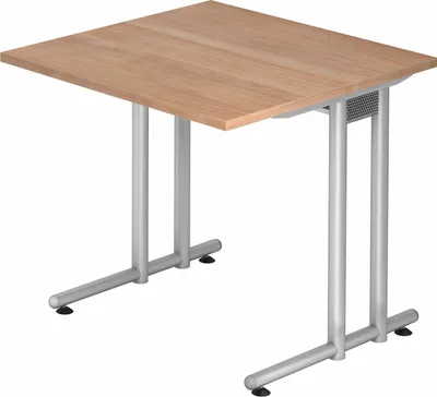 Produktbild von bümö Schreibtisch Serie-N - Größe:  80 x 80 cm, Nachbildung: Nussbaum