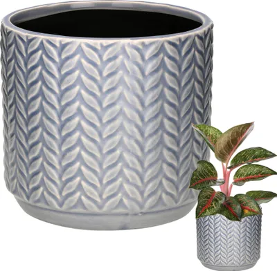 Productafbeelding van KOTARBAU® bloempot blauw keramiek rond ? 12 cm hoogte 12,5 cm geglazuurd keramiek 1 stuk grote bloempot bloempot keramiek plantenpot keramiek bloempot keramiek plantenbak keramiek