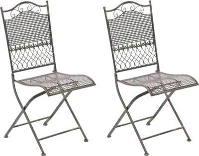 Produktbild von CLP 2er Set Gartenstühle Kiran klappbar aus Eisen im Jugendstil für den Außenbereich antik braun