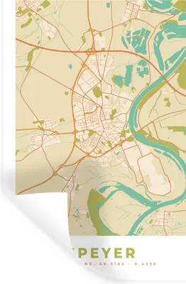 Produktbild von MuchoWow® Wandtattoo Wandsticker Wandaufkleber Jahrgang - Speyer - Stadtplan - Karte 40x60 cm Selbstklebend und Repositionierbar - Wierderverwendbar - Selbstklebend