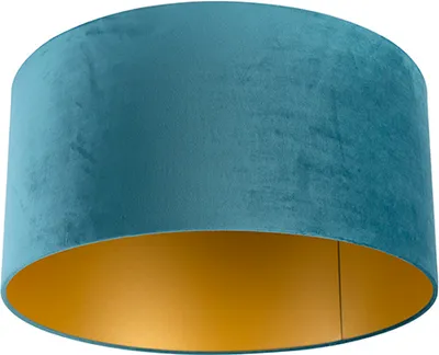 Produktbild von Samt Lampenschirm blau 50/50/25 mit goldener Innenseite