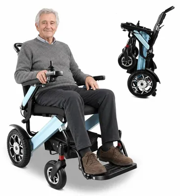 Produktbild von Elektrischer Rollstuhl - Faltbarer Elektrorollstuhl - Leicht, 29,45 kg - 500-W-Motor - Abnehmbarer 13-Ah-Lithiumakku - Maximale Belastung 150 kg -