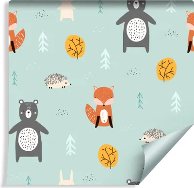 Produktbild von 10m VLIES TAPETE Rolle Kinderzimmer Waldtiere Fuchs Bär XXL
