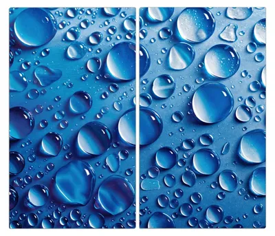 Produktbild von Spritzschutz Herdabdeckplatte Schneidebrett aus Glas Wassertropfen 2-Teilig (60x52cm)