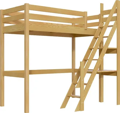 Produktbild von Hochbett holz 90x200 Sylvia mit Müllertreppe - Honig