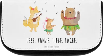 Produktbild von Mr. & Mrs. Panda Organizer Waldtiere Aloha - Weiß - Geschenk, Kulturtasche, kosmetiktasche klein, Bär, kulturtäschchen, Lachen, Musik, Make-up, Lustige Sprüche, Wald