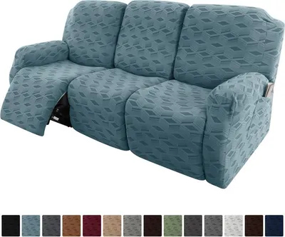 Produktbild von Hussen – Elastischer Sofabezug für Relaxsessel, 3-Sitzer (3-teilig), Himmelblau, Vollständiger Sofaschoner fürs Wohnzimmer