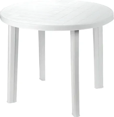 Produktbild von Stół wykonany z białej żywicy syntetycznej, średnica 90 cm.