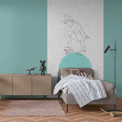 Produktbild von Profhome 770681-GU Fototapete Kindertapete grau pastell-türkis 1,59 m x 2,8 m