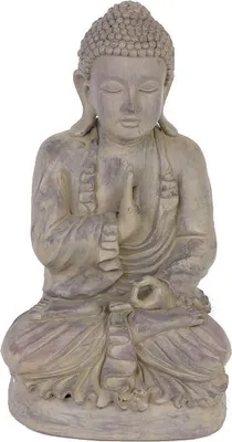 Produktbild von INNA-Glas Buddha Figur Shanta, sitzend meditierend, grau, 45cm - Skulptur Buddha