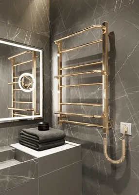 Produktbild von ELNA Badheizkörper Elektrisch Heizkörper Handtuchheizkörper Gold PVD Edelstahl 133W 81x53 cm  mit Thermostat