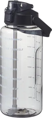 Produktbild von Famanu Wasserflasche 2L mit Strohhalm und Zeitmarkierung - Leckfreie Trinkcontainer für Sport und Outdoor
