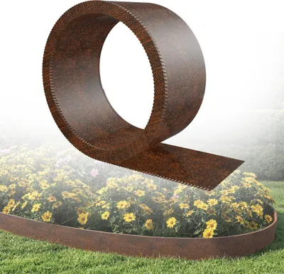 Produktbild von UISEBRT Rostfarben Flexibel Rasenkante Beetumrandung 15m Länge 15cm Höhe Metall Gartenumrandung Beeteinfassung für Rasen, Mähkante, Blumenbeet