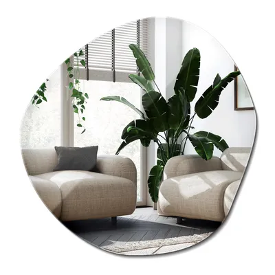 Zdjęcie produktu dla Lustro Nieregularne Ścienne Wiszące – 86,2 x 86,9 cm – Nowoczesne – Do Łazienki – Salonu – Sypialni