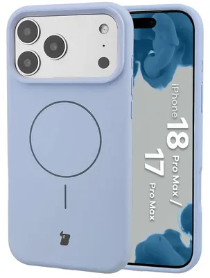 Produktbild von Silikon Handyhülle mit Magnetring für iPhone 18 Pro Max / 17 Pro Max, Bizon Soft Case Magnetic, Hellblau