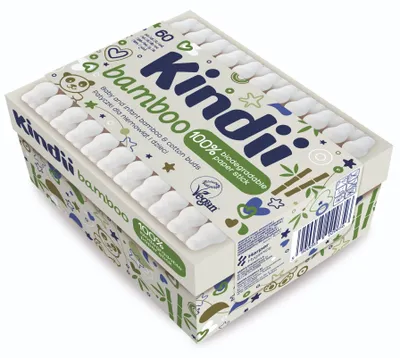 Produktbild von Kindii Bamboo Wattestäbchen für Babys und Kinder 60 Stücke
