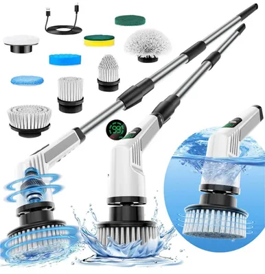 Produktbild von 9 in 1 Elektrische Reinigungsbürste, Kabellos Akkureinigungsbürste, 360° drehen, mit 9 Bürstenköpfe für Ecken, Toilette, Küche, Badezimmer, Fenster
