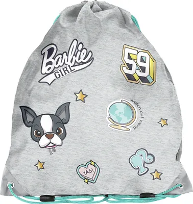 Produktbild von PASO Turnbeutel Sportbeutel Rucksack Tasche BARBIE leicht grau Kinder Mädchen