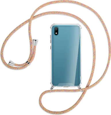 Produktbild von Handykette Backcover-Schutzhülle mit Band (Metall silberfarben) für Huawei Y5 2019 - Rainbow