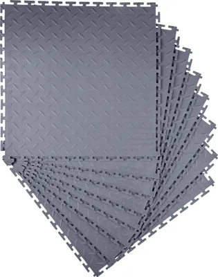 Obrázek produktu pro SucceBuy protiskluzová rohož do garáže, balení po 8 kusech, 513 x 513 x 5 mm, rohože na ochranu podlahy pro dílny a průmysl, protiskluzové, pro dílny a sklady, grafitově šedé