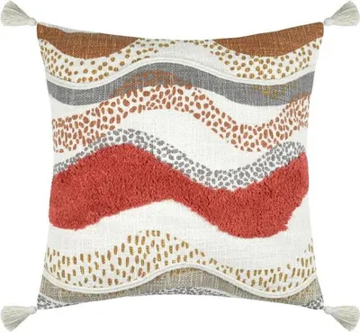 Produktbild von STOF | Sofakissen - Dekokissen - ASWAN - 45x45 cm - Wellenmuster - mit Fransen - Hochwertige Materialien