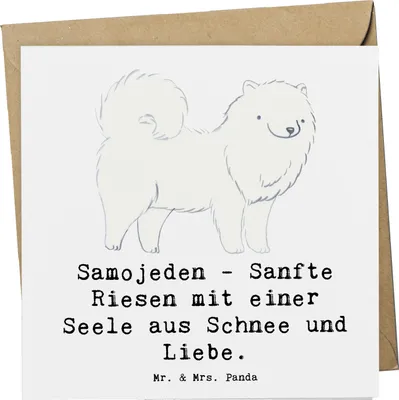 Produktbild von Mr. & Mrs. Panda Grußkarte Samojede Liebe - Weiß - Geschenk, Klappkarte, geistige Auslastung, Hunde, intelligente, Hunderassen Beschreibung, Hundefreunde, doppelkarte