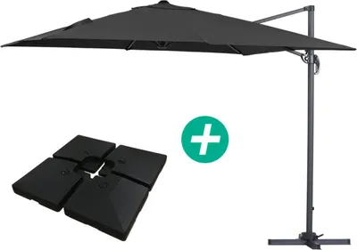 Immagine prodotto di Ombrellone da giardino a sospensione "Sun 3 " - Quadrato - 3 x 3 - Nero - Base inclusa