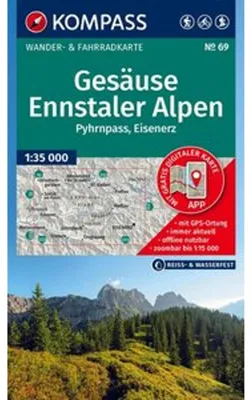 Produktbild von KOMPASS Wanderkarte 69 Gesäuse, Ennstaler Alpen, Pyhrnpass, Eisenerz 1:35.000