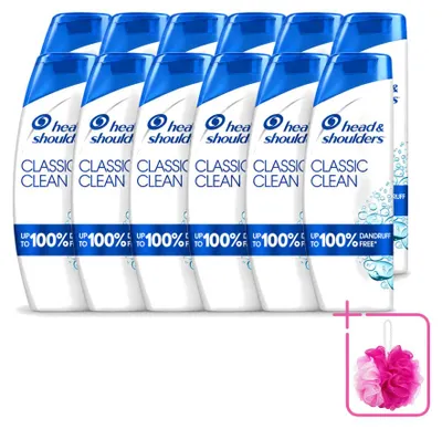 Immagine prodotto di 12 flaconi di shampoo Head & Shoulders Classic Clean - 400 ml - Confezione risparmio - 12 pezzi