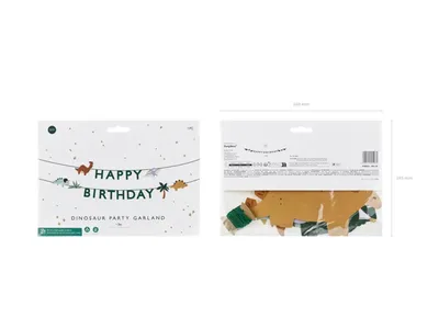 Produktbild von Happy Birthday Girlande 11x450cm Banner mit Dinosaurier Motiv Grün
