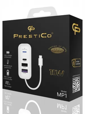 Produktbild von PRESTICO MP1 USB Hub Multiport 15W Weiß