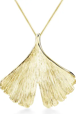 Produktbild von MATERIA Ginkgoblatt Kette Gold Schmuck Damen - Anhänger Sterling Silber vergoldet wahlweise mit Halskette KA-277-Gold