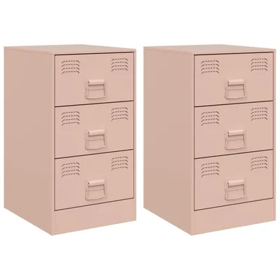 Produktbild von Nachttische 2 Stk. Rosa 34,5x39x62 cm Stahl