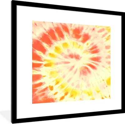 Produktbild von MuchoWow® Gerahmtes Poster Krawattenfärbung - Gelb - Orange 40x40 cm - Poster mit Schwarzem Bilderrahmen Wandposter Rahmen Foto Bilder - Poster - Plakat im Rahmen