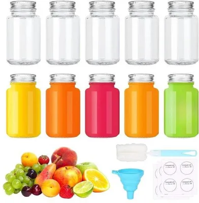 Produktbild von Famanu Set von 10 Glas-Shotflaschen 80 ml mit Pinsel und Trichter - Transparent