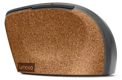 Produktbild von Lenovo Go Wireless Vertical, rechts, Optisch, RF Wireless + USB Type-A, 2400 DPI, Grau, Holz