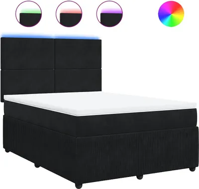 Produktbild von vidaXL Boxspringbett mit Matratze Schwarz 160x200 cm Samt